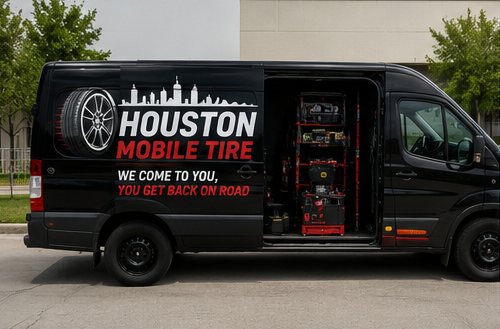 Houston Mobile Tire service van fully equipped for mobile tire service
